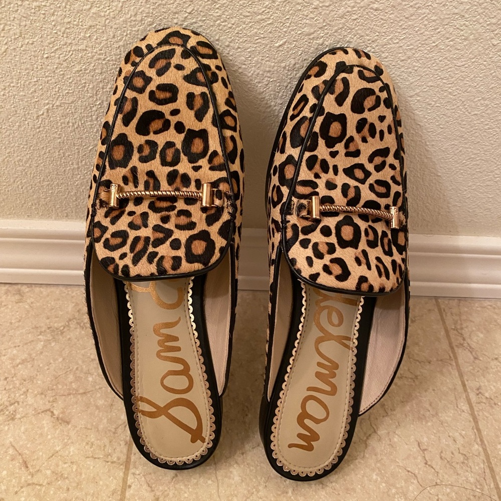 Sam Edelman Linnie Bit Mule Calf Hair Leopard Print Shoe Sandal Women 5.5